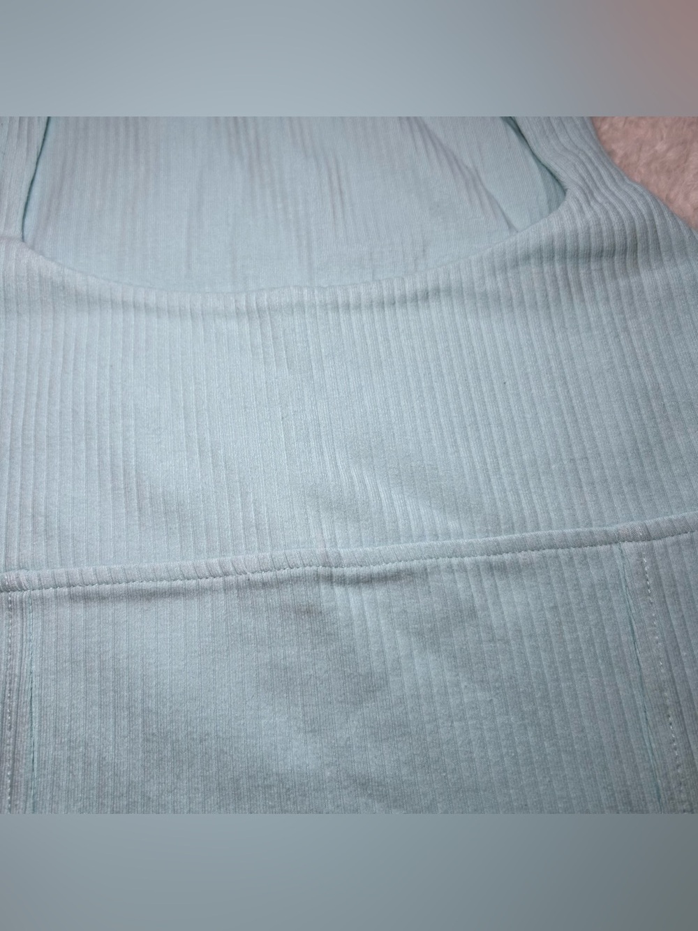 American Eagle Light Blue Ribbed Square Neck Crop Tank Top XS - Picture 2 of 5